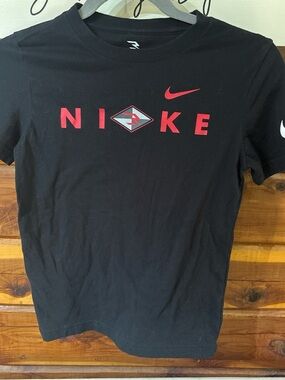 Nike Black Short Sleeve Tee with Red Logo